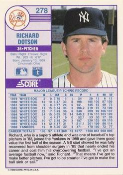 Richard Dotson  baseball card collectible - Main Image 2