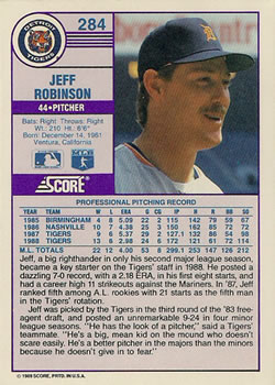 Jeff Robinson  baseball card collectible - Main Image 2