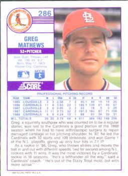 Greg Mathews  baseball card collectible - Main Image 2
