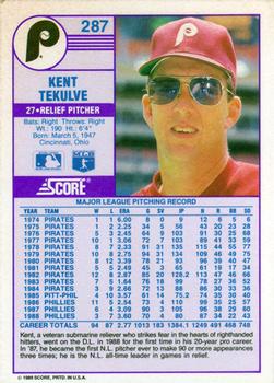 Kent Tekulve  baseball card collectible - Main Image 2