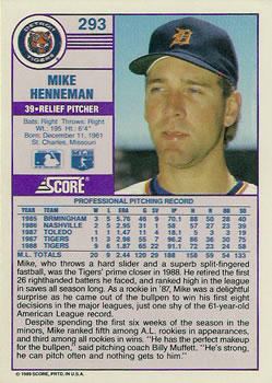 Mike Henneman  baseball card collectible - Main Image 2