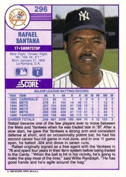 Rafael Santana  baseball card collectible - Main Image 2