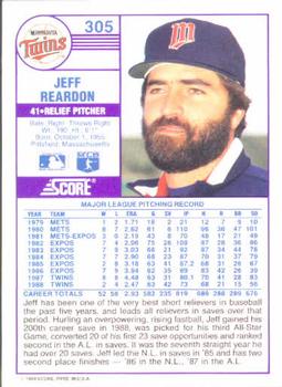 Jeff Reardon  baseball card collectible - Main Image 2