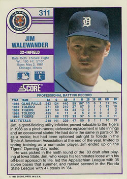 Jim Walewander  baseball card collectible - Main Image 2