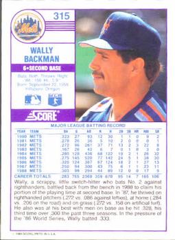Wally Backman  baseball card collectible - Main Image 2