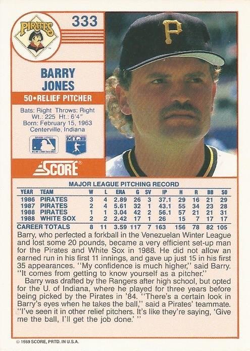 Barry Jones  baseball card collectible - Main Image 2