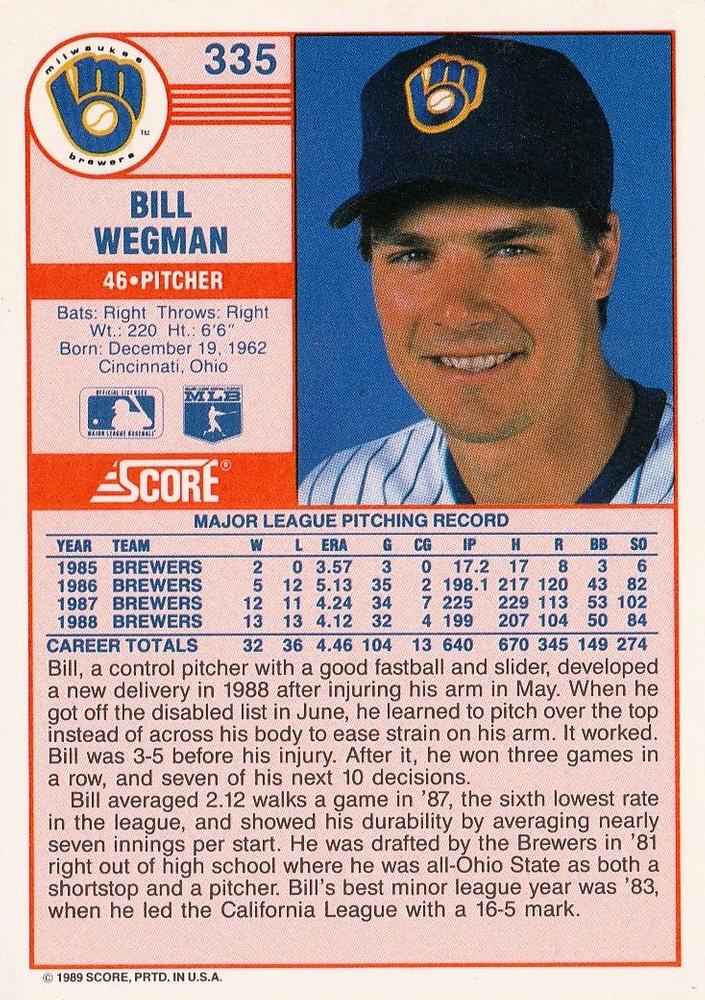 Bill Wegman  baseball card collectible - Main Image 2
