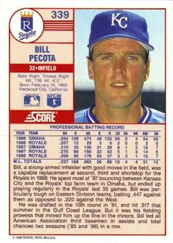 Bill Pecota  baseball card collectible - Main Image 2