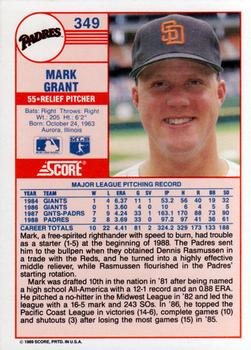 Mark Grant  baseball card collectible - Main Image 2