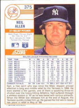 Neil Allen  baseball card collectible - Main Image 2