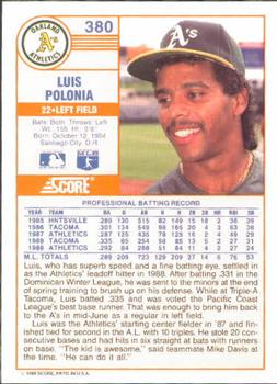 Luis Polonia  baseball card collectible - Main Image 2
