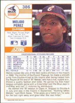 Melido Perez  baseball card collectible - Main Image 2