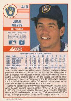 Juan Nieves  baseball card collectible - Main Image 2
