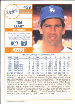 Tim Leary  baseball card collectible - Main Image 2