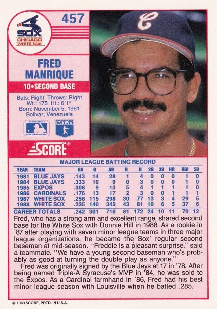 Fred Manrique  baseball card collectible - Main Image 2