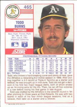 Todd Burns  baseball card collectible - Main Image 2