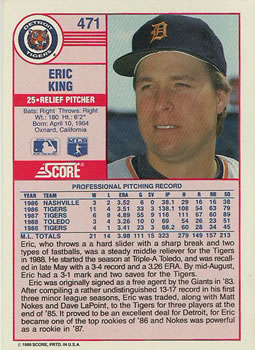 Eric King  baseball card collectible - Main Image 2