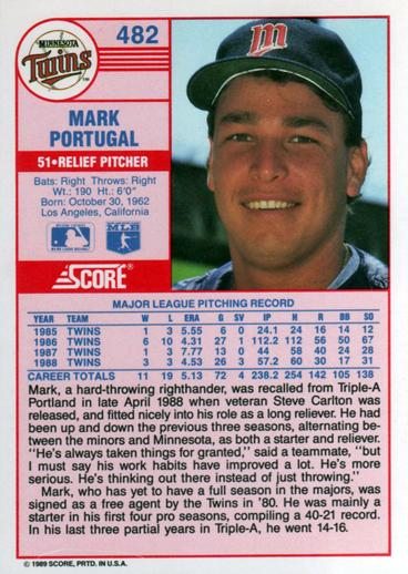 Mark Portugal  baseball card collectible - Main Image 2