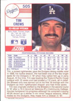Tim Crews  baseball card collectible - Main Image 2