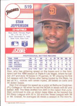 Stan Jefferson  baseball card collectible - Main Image 2