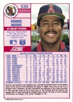 Donnie Moore  baseball card collectible - Main Image 2