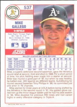 Mike Gallego  baseball card collectible - Main Image 2