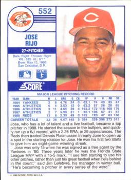 Jose Rijo  baseball card collectible - Main Image 2