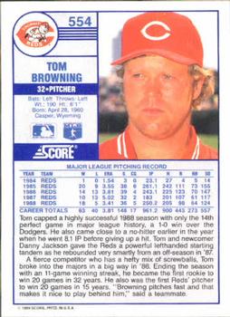Tom Browning  baseball card collectible - Main Image 2