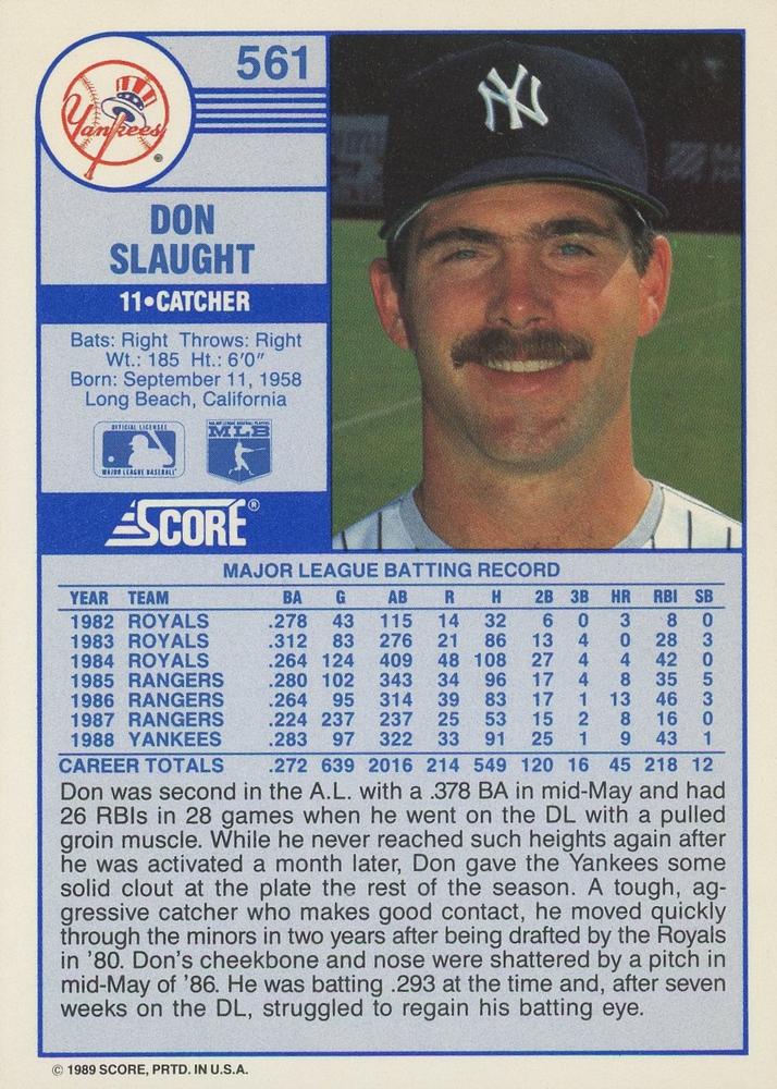 Don Slaught  baseball card collectible - Main Image 2