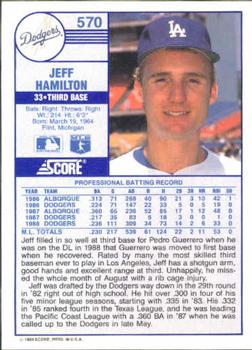 Jeff Hamilton  baseball card collectible - Main Image 2