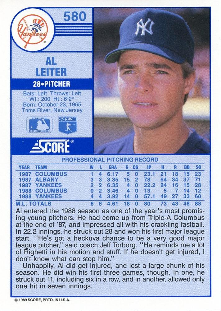 Al Leiter  baseball card collectible - Main Image 2