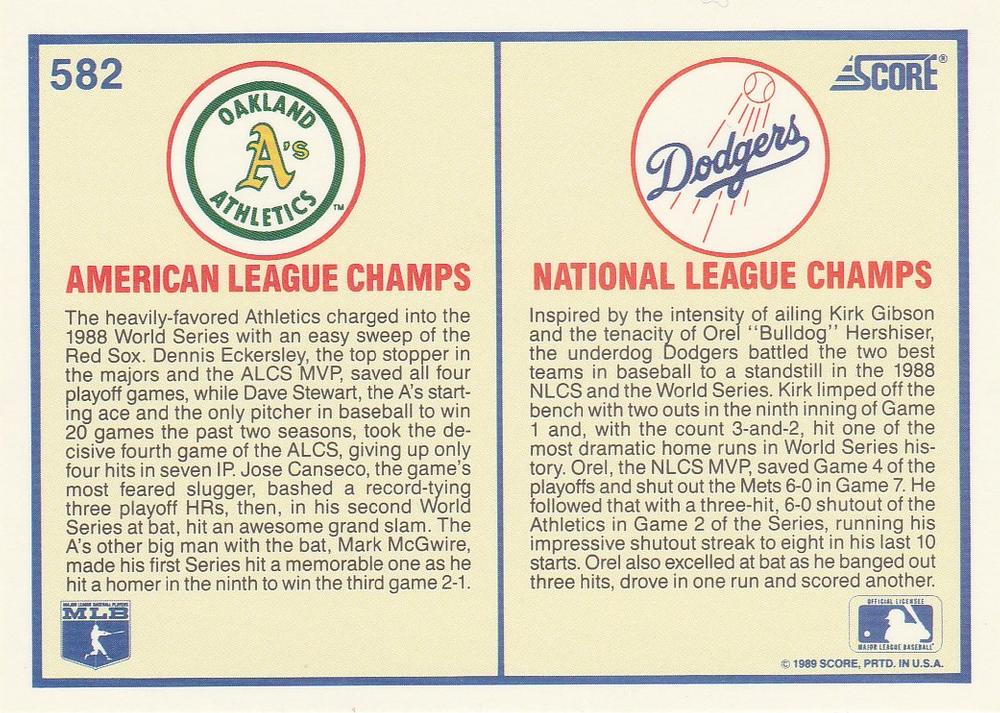 1988 World Series  baseball card collectible - Main Image 2