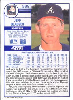 Jeff Blauser  baseball card collectible - Main Image 2