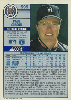 Paul Gibson  baseball card collectible - Main Image 2