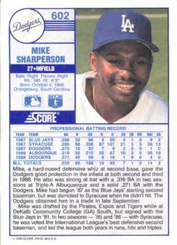 Mike Sharperson  baseball card collectible - Main Image 2
