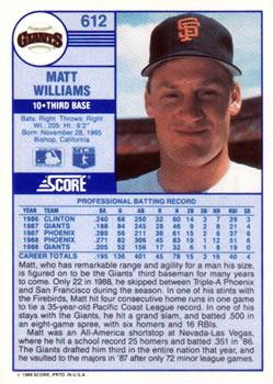 Matt Williams  baseball card collectible - Main Image 2