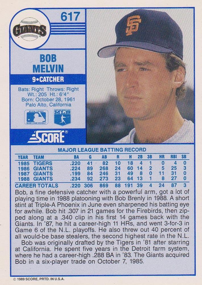 Bob Melvin  baseball card collectible - Main Image 2