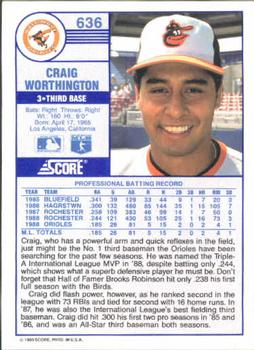 Craig Worthington  baseball card collectible - Main Image 2
