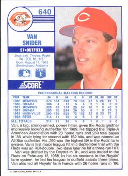 Van Snider  baseball card collectible - Main Image 2