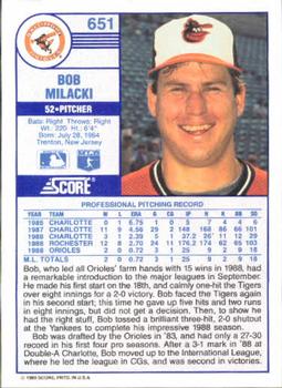 Bob Milacki  baseball card collectible - Main Image 2