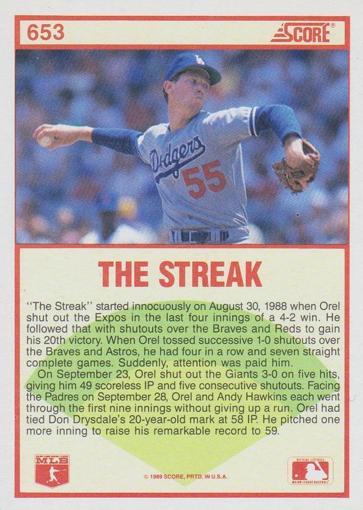 Orel Hershiser  baseball card collectible - Main Image 2