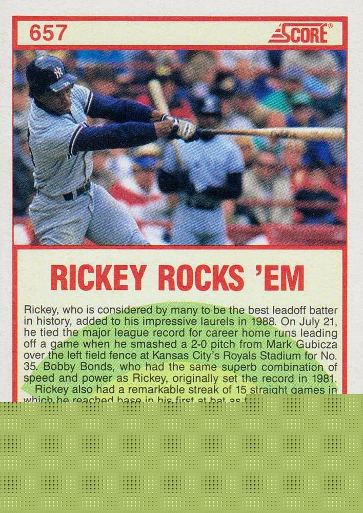 Rickey Henderson  baseball card collectible - Main Image 2