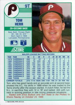 Tom Herr  baseball card collectible - Main Image 2