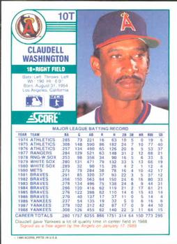 Claudell Washington  baseball card collectible - Main Image 2