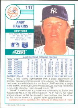 Andy Hawkins  baseball card collectible - Main Image 2