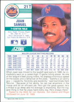 Juan Samuel  baseball card collectible - Main Image 2