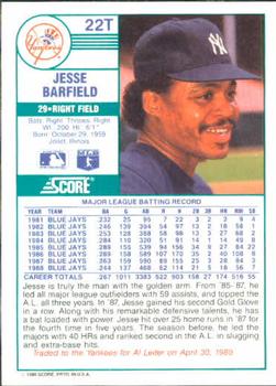 Jesse Barfield  baseball card collectible - Main Image 2