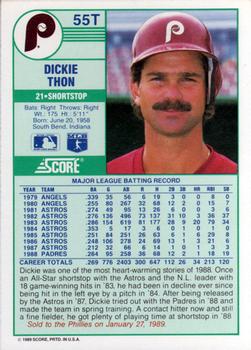 Dickie Thon  baseball card collectible - Main Image 2