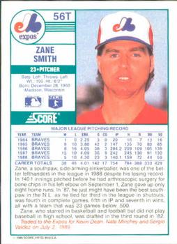 Zane Smith  baseball card collectible - Main Image 2