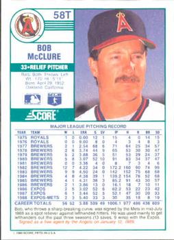 Bob McClure  baseball card collectible - Main Image 2